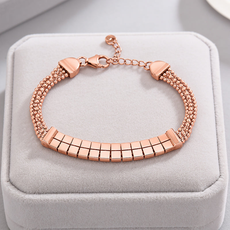 Luxe Rose Gold Multi-Strand Mesh Strap Bracelet