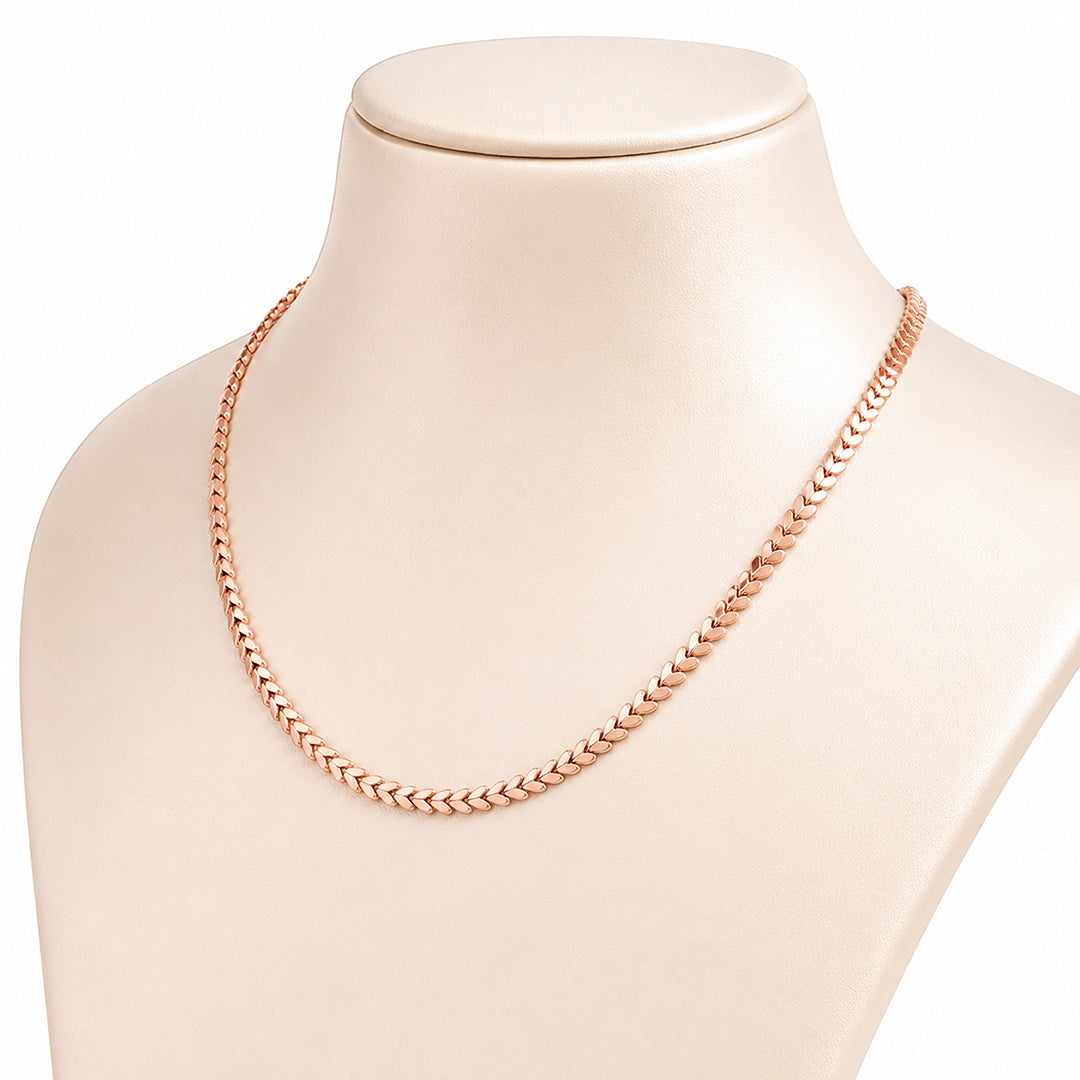 Luxurious Rose Gold Flat Link 925 Sterling Silver Chain for Women