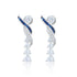 Pair of earrings with blue and clear gemstones on a white background