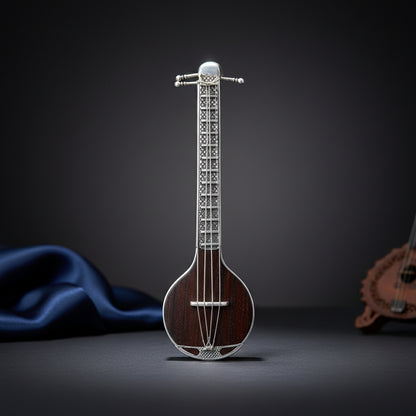 Luxury Veena Model With 925 Sterling Silver Miniature