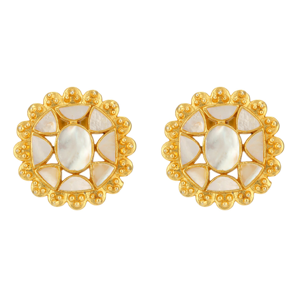 MOP Bloom 925 Golden Outer 925 Earrings