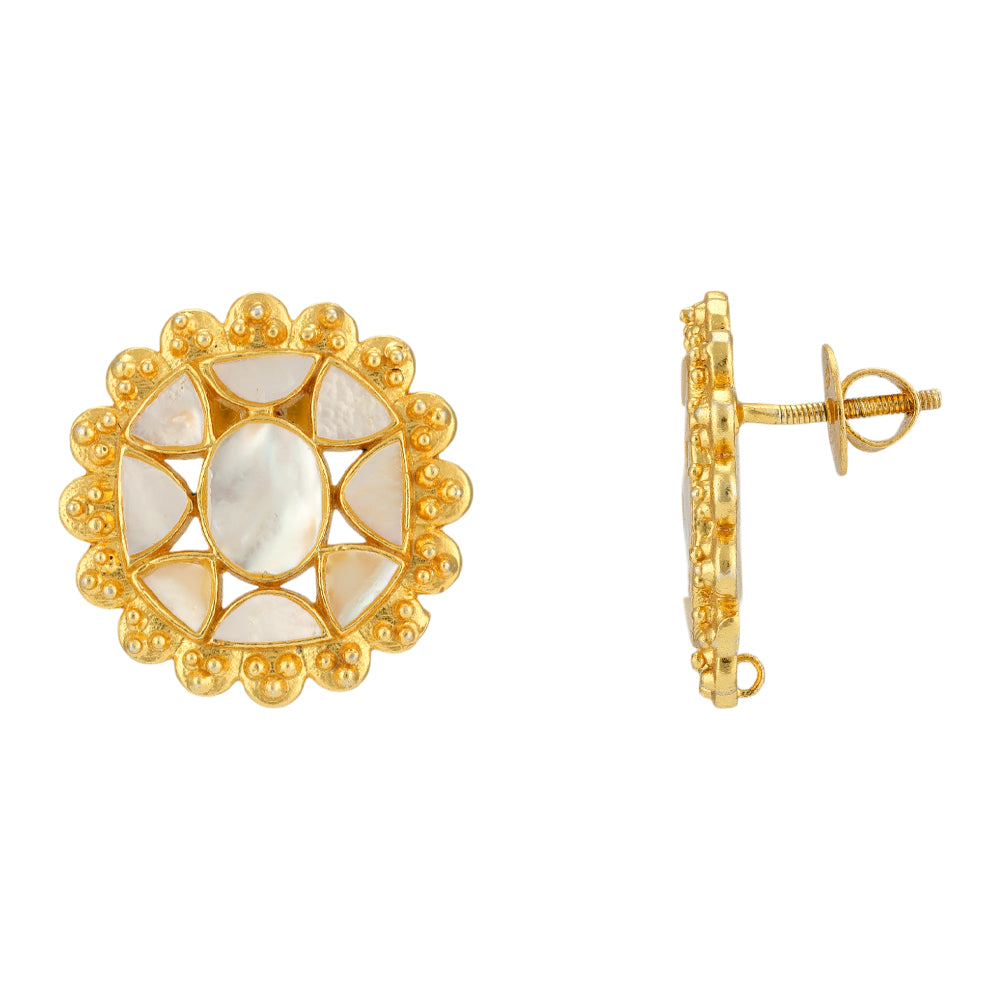 MOP Bloom 925 Golden Outer 925 Earrings