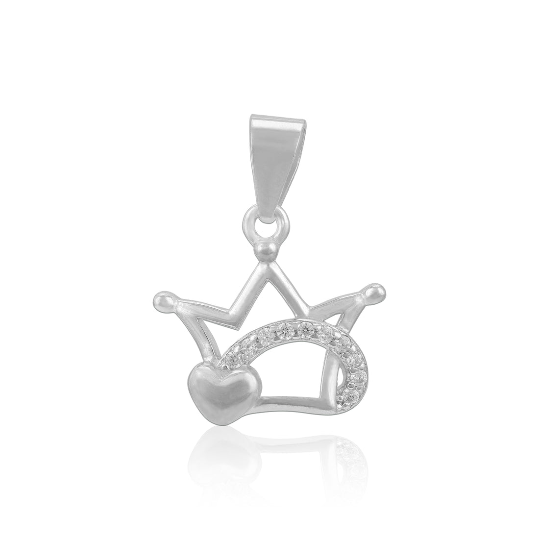 Magical Crown Sparkle 925 Sterling Silver Heart Pendant for Women