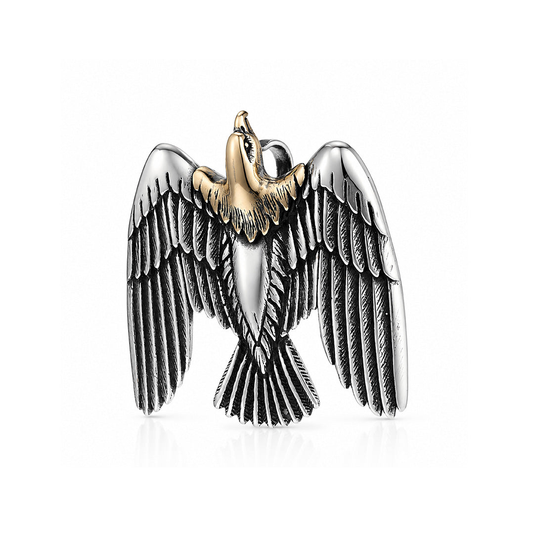 Majestic Eagle Wings Two Tone 925 Sterling Silver Pendant for Men Vendi Mens