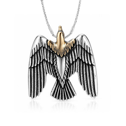 Majestic Eagle Wings Two Tone 925 Sterling Silver Pendant for Men Vendi Mens