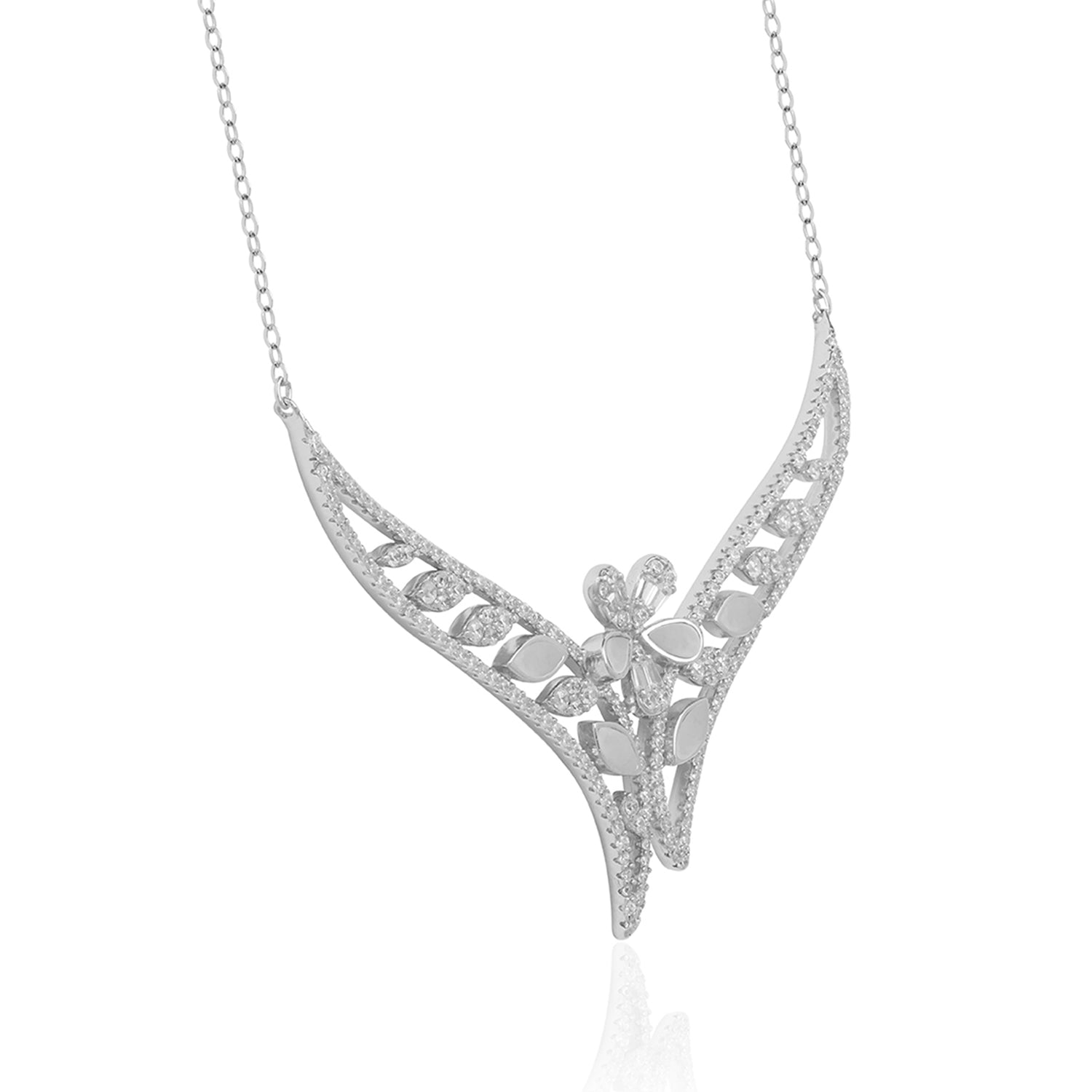 Majestic Floral Fringe 925 Sterling Silver Necklace for women