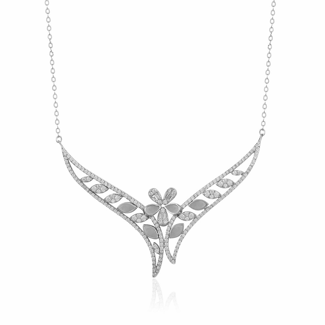 Majestic Floral Fringe 925 Sterling Silver Necklace for women