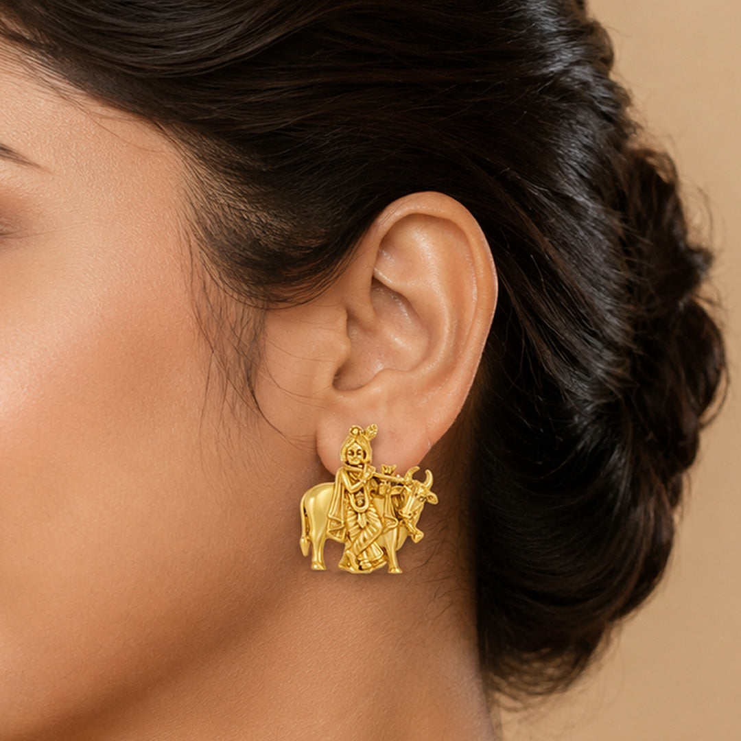 Majestic Krishna Heritage 925 Sterling Silver Statement Earrings