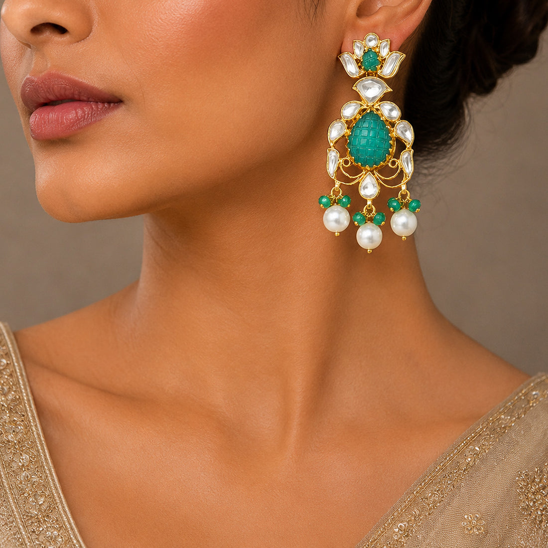 Majestic Lotus Elegance 925 Sterling Silver Pearl Earrings