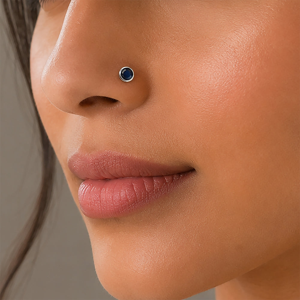 Majestic Midnight Blue 925 Sterling Silver Statement Nosepin