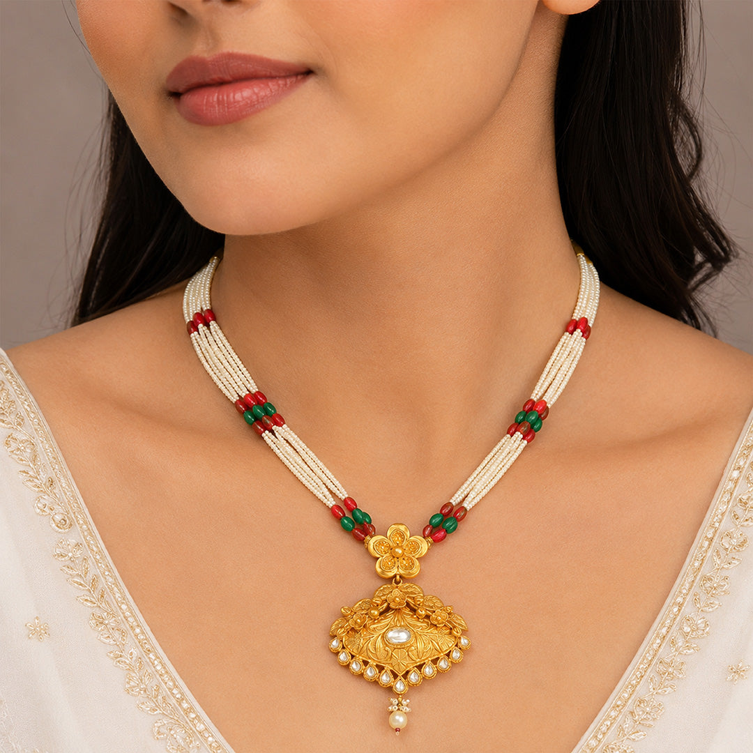 Majestic Pearl Strand Golden Temple Inspired Designer Haram