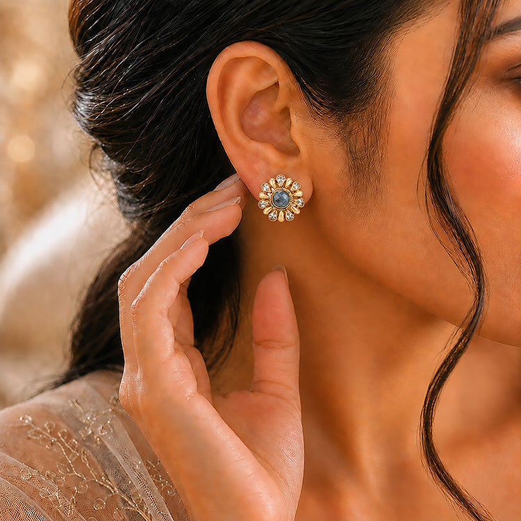 Majestic Polki Glory Shine 925 Sterling Silver Statement Earring