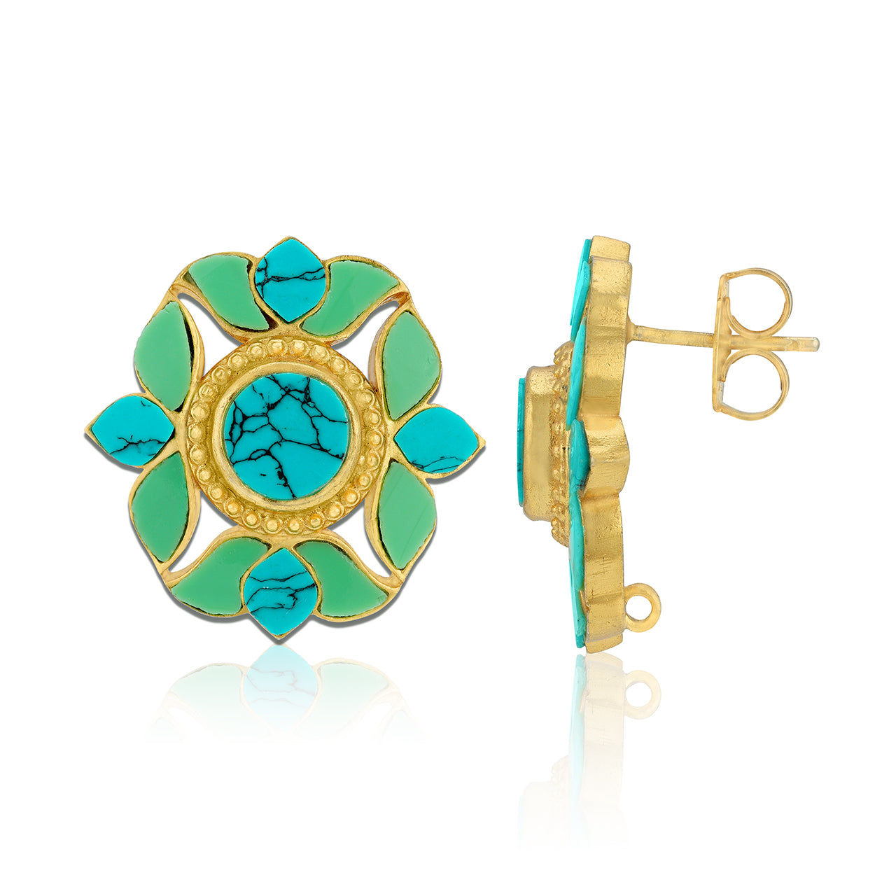 Majestic Turquoise Petals 925 Sterling Silver Earrings