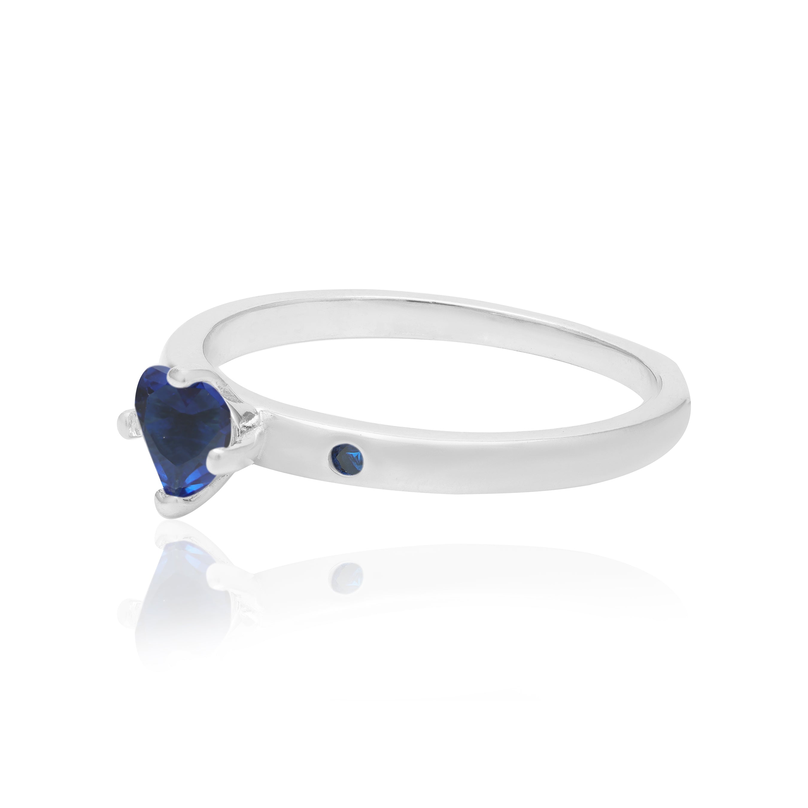 Majestic Blue Rhodium Plated Radiant Heart Ring