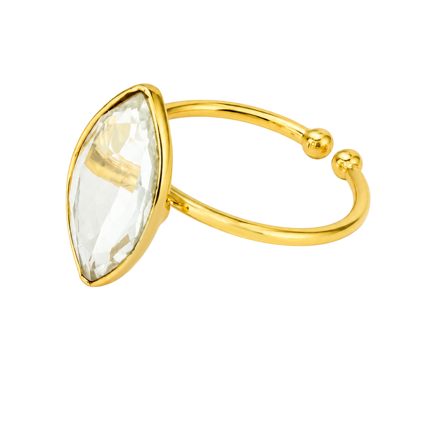 Majestic Clear Crystal Golden Minimal Contemporary Designer Ring