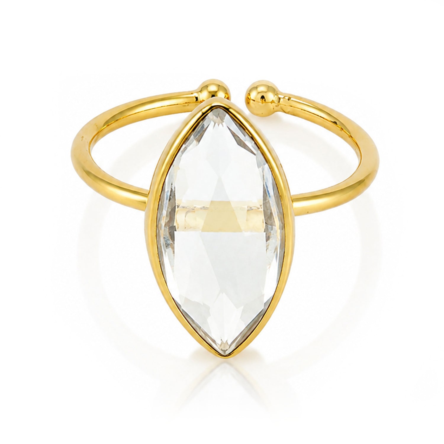 Majestic Clear Crystal Golden Minimal Contemporary Designer Ring