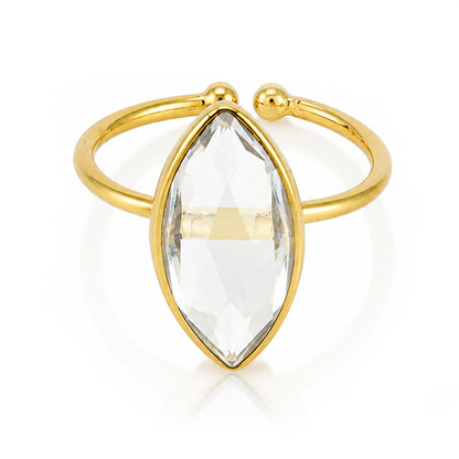 Majestic Clear Crystal Golden Minimal Contemporary Designer Ring