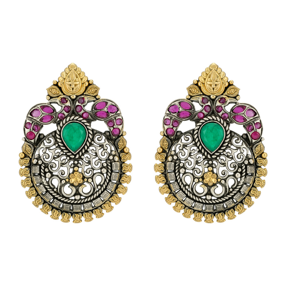 Majestic Dual Tone Peacock 925 Earrings