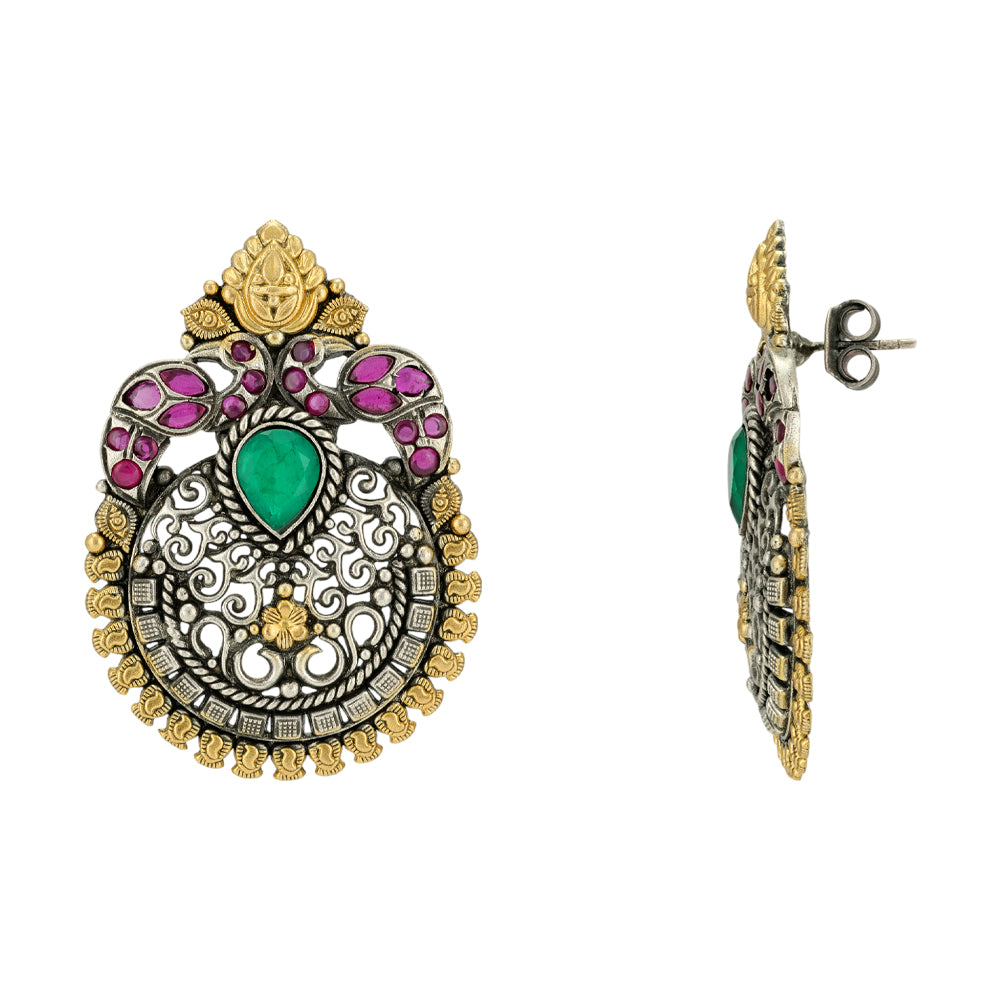 Majestic Dual Tone Peacock 925 Earrings