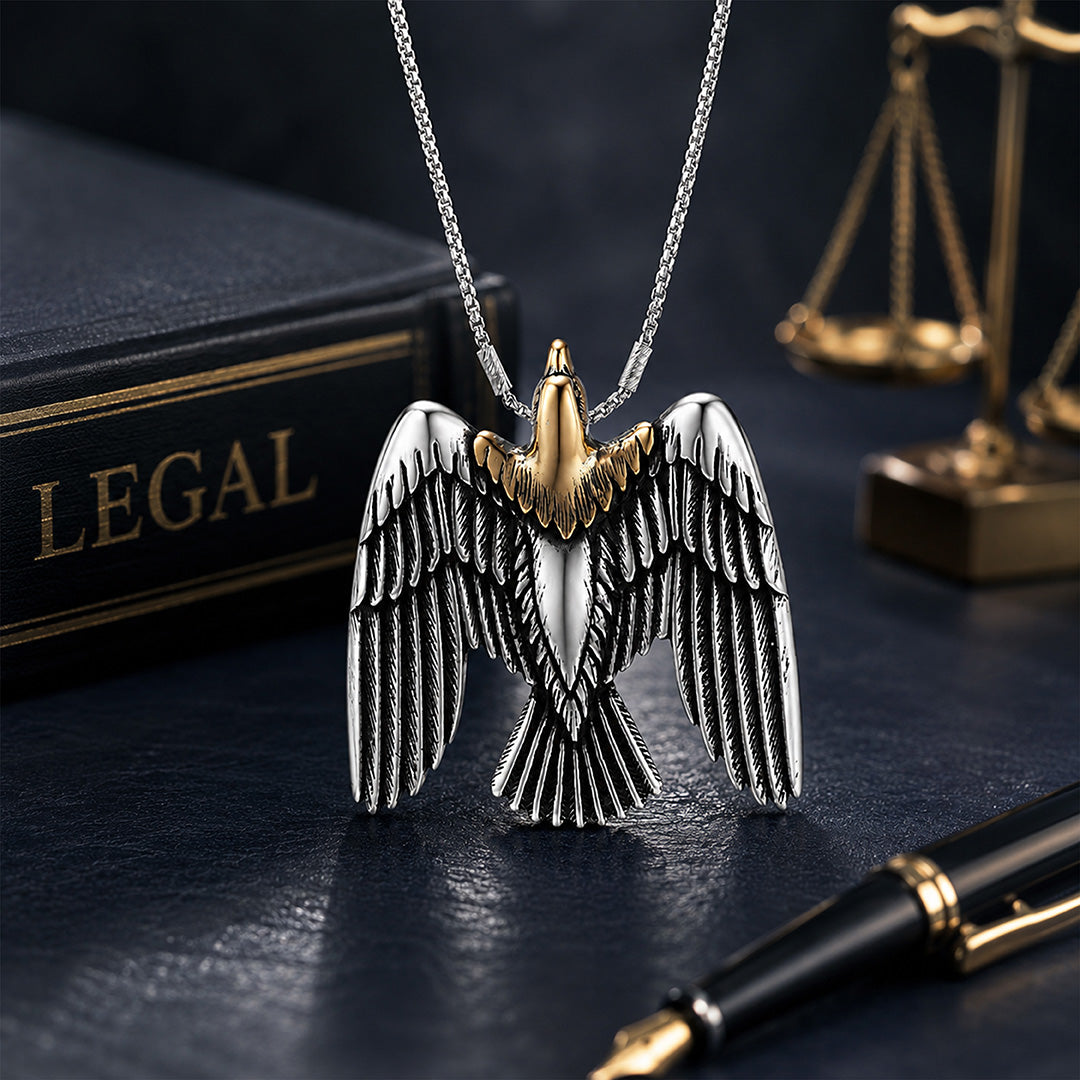 Majestic Eagle Wings Two Tone 925 Sterling Silver Pendant for Men Vendi Mens