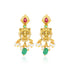 Gold earrings with gemstones and pearls on a white background