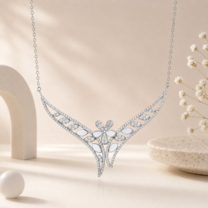 Majestic Floral Fringe 925 Sterling Silver Necklace for women