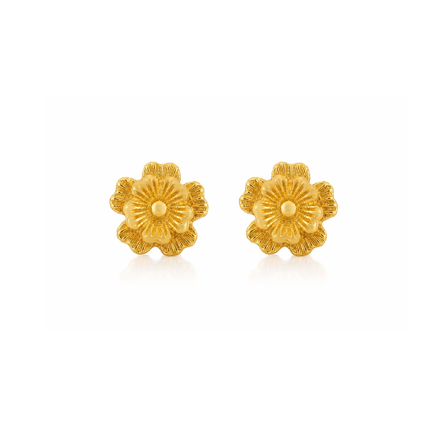 Majestic Golden Blossom 925 Sterling Silver Statement Earrings