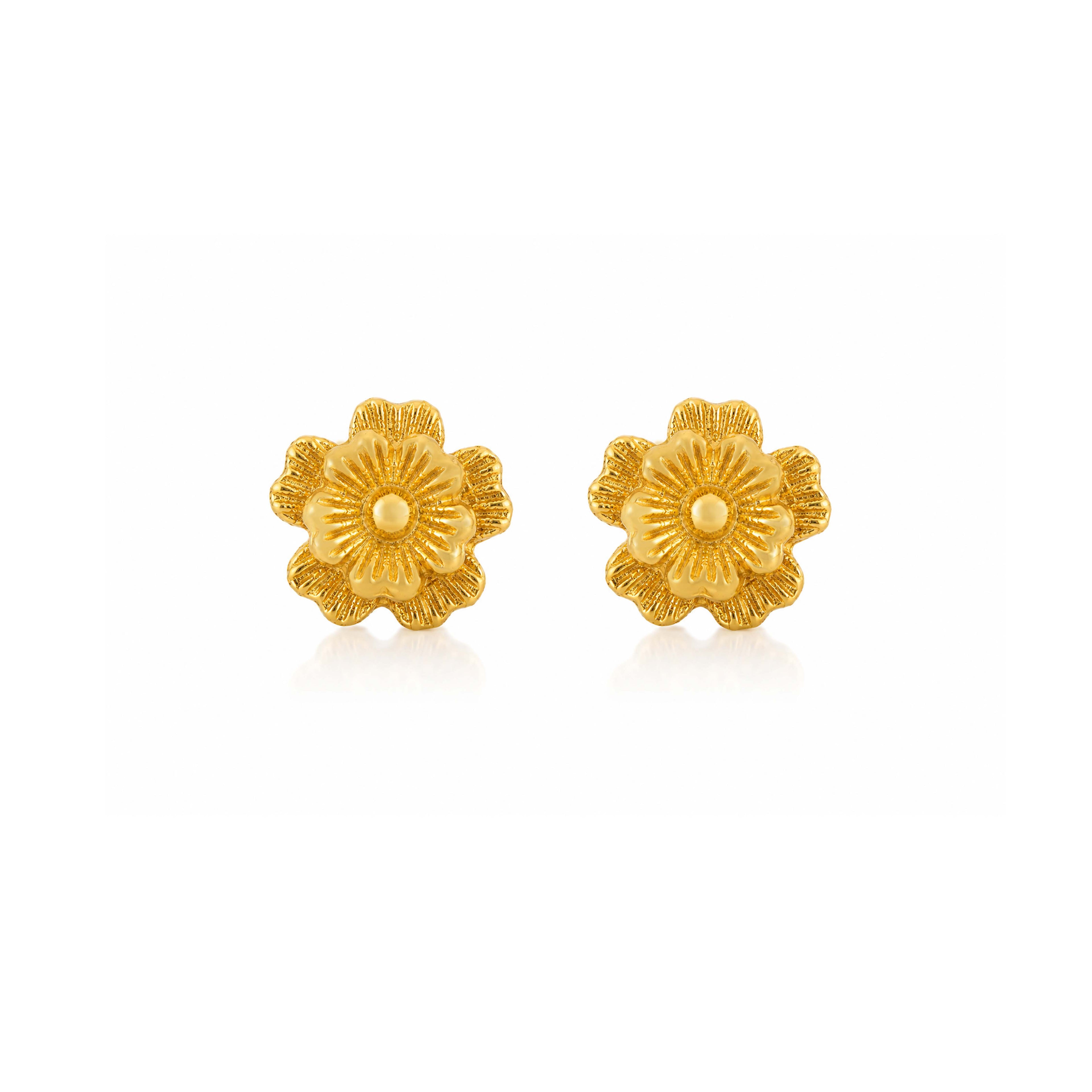 Majestic Golden Blossom 925 Sterling Silver Statement Earrings
