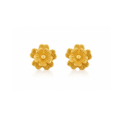 Majestic Golden Blossom 925 Sterling Silver Statement Earrings