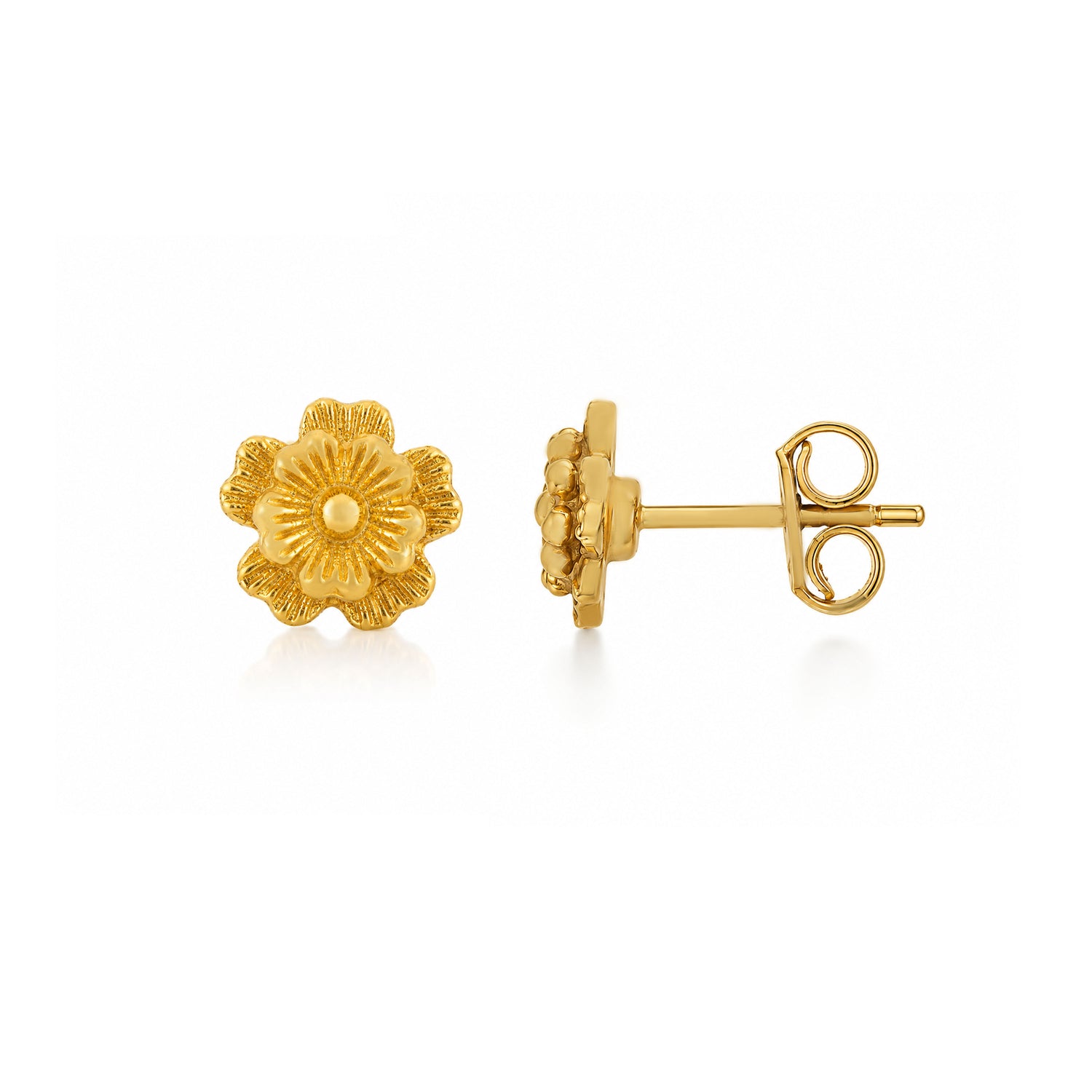Majestic Golden Blossom 925 Sterling Silver Statement Earrings