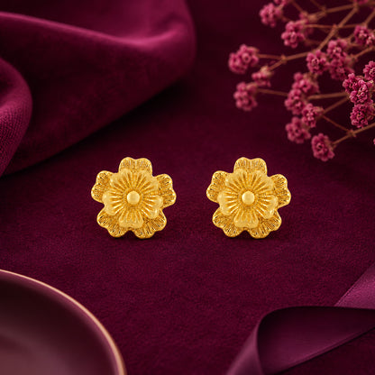 Majestic Golden Blossom 925 Sterling Silver Statement Earrings