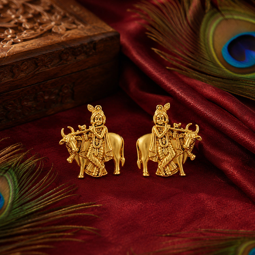 Majestic Krishna Heritage 925 Sterling Silver Statement Earrings