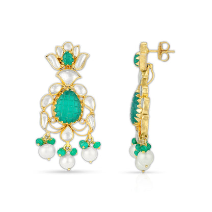 Majestic Lotus Elegance 925 Sterling Silver Pearl Earrings