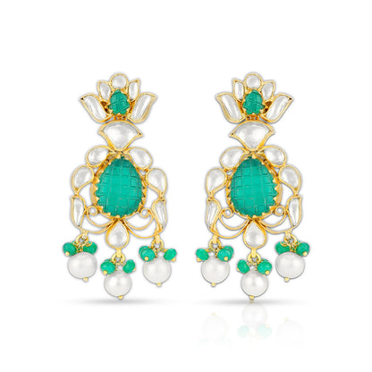 Majestic Lotus Elegance 925 Sterling Silver Pearl Earrings