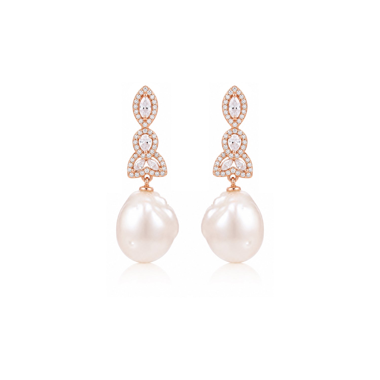 Majestic Pearl 925 Sterling Silver Floral Dangle Earrings