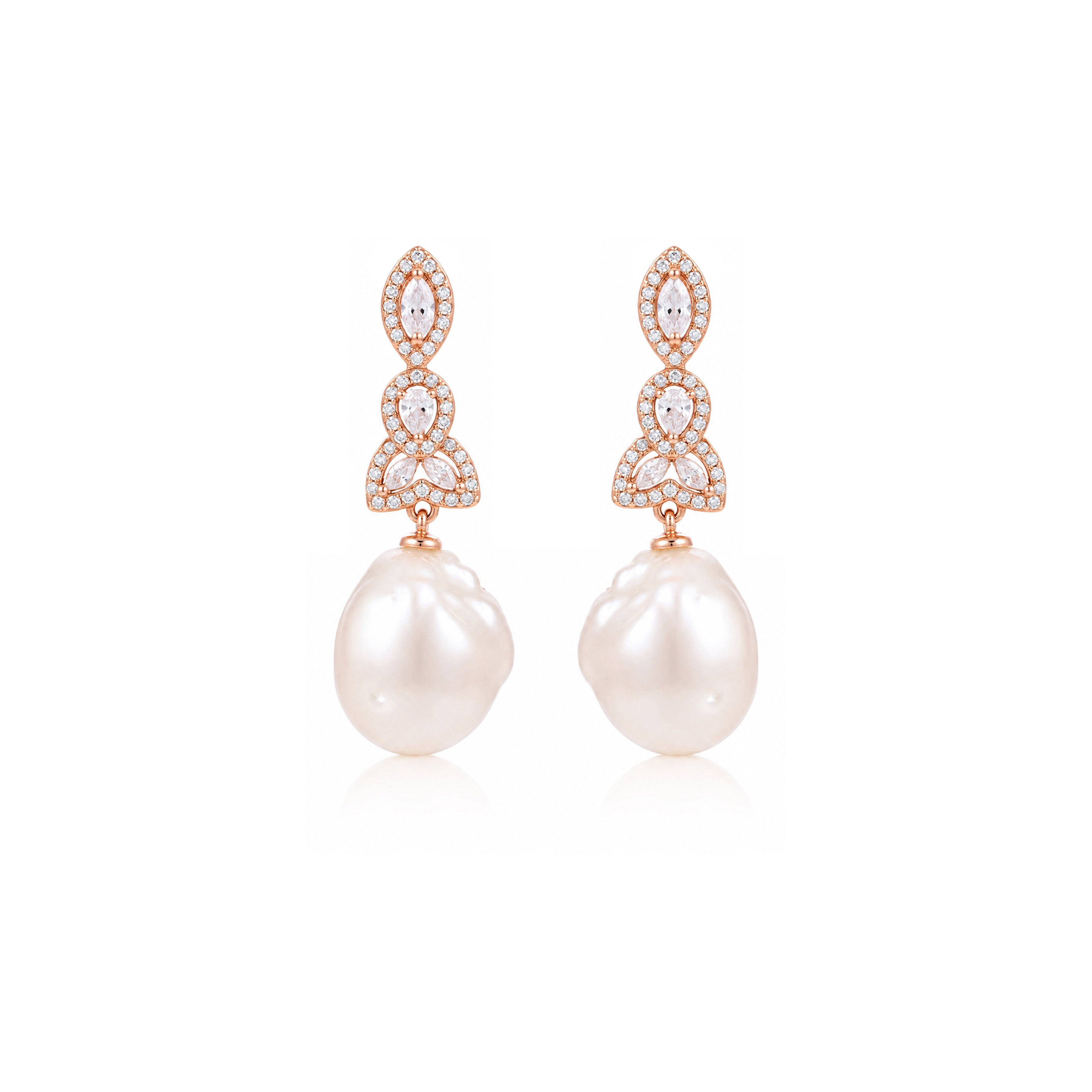 Majestic Pearl 925 Sterling Silver Floral Dangle Earrings