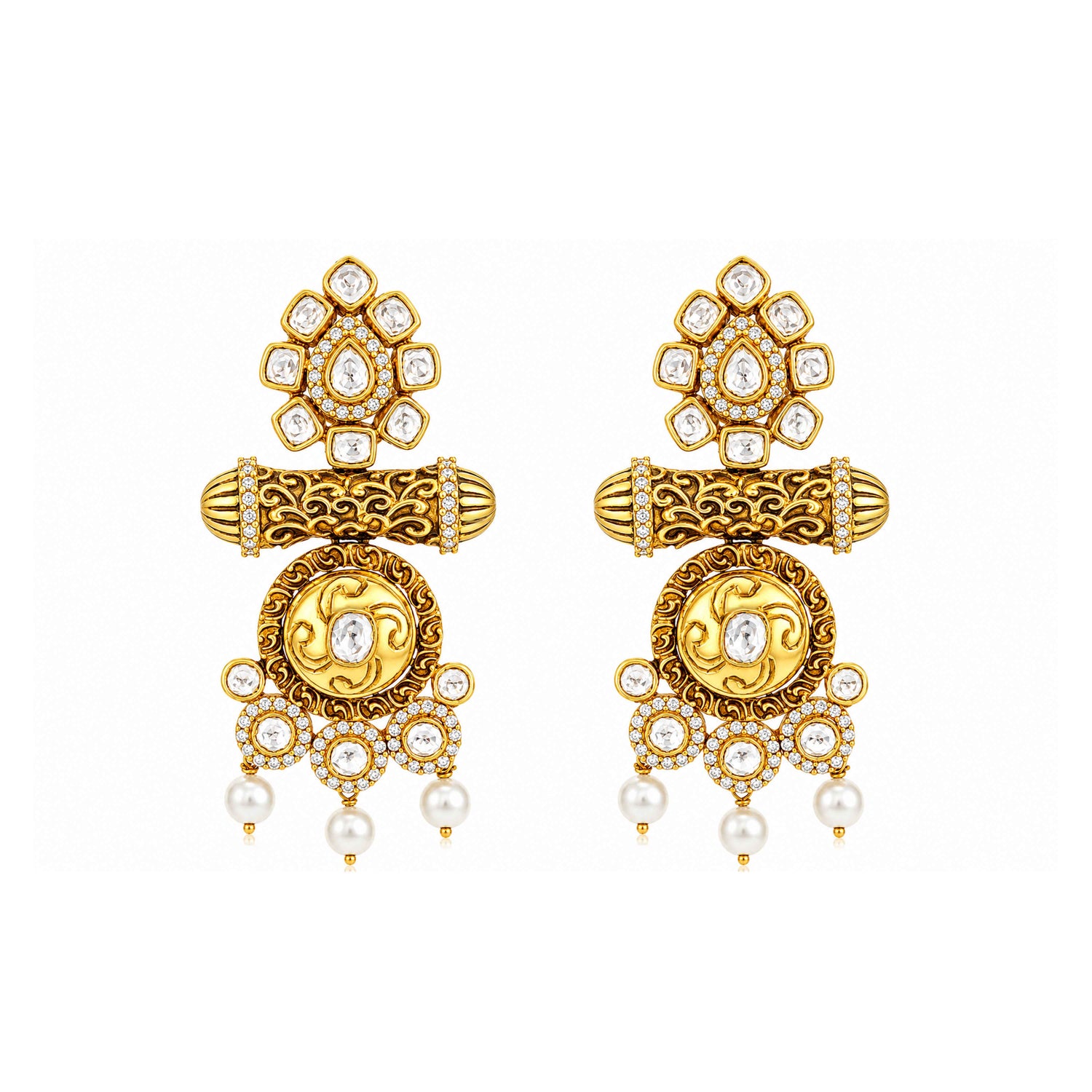 Majestic Pearl Heritage 925 Sterling Silver Statement Earrings