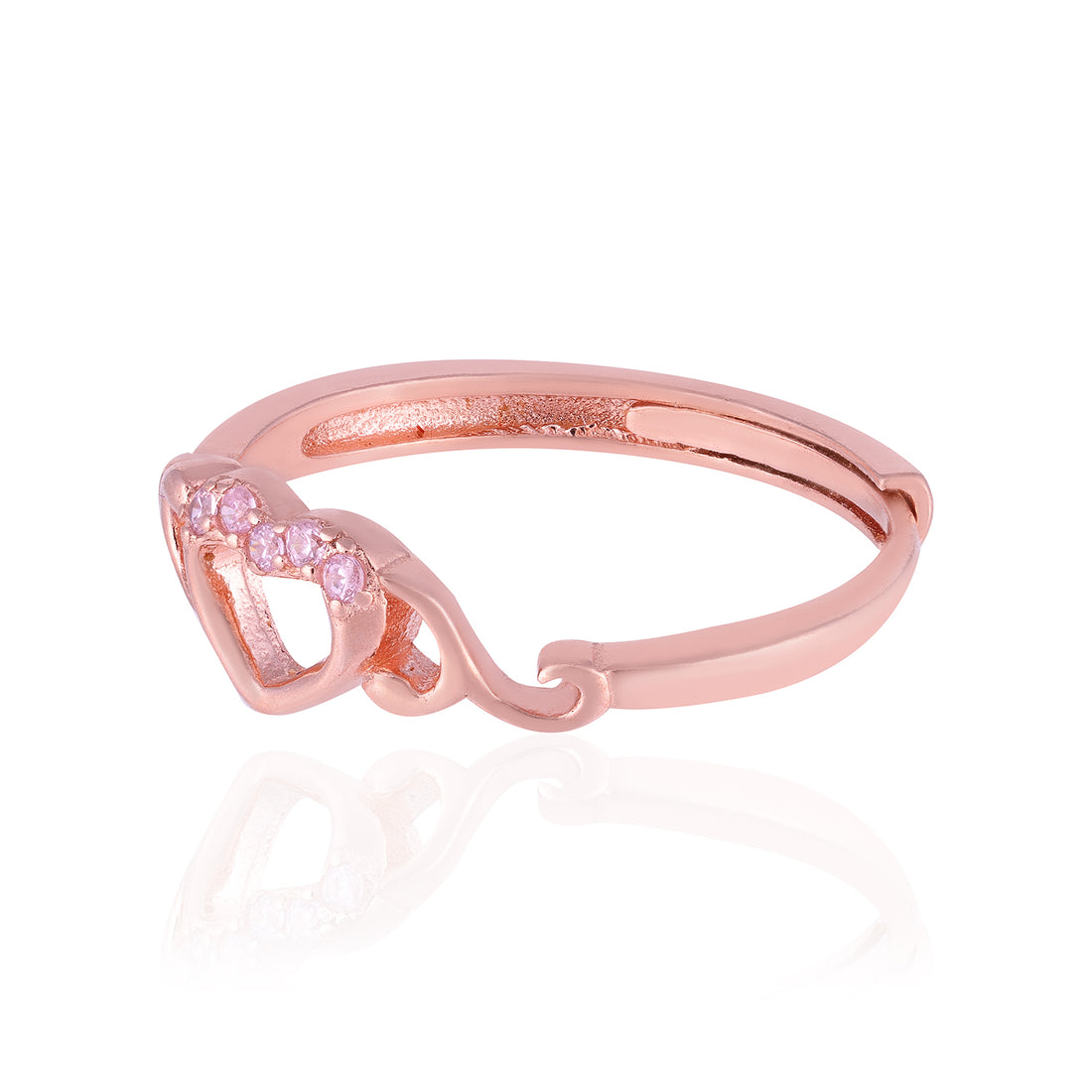 Majestic Purple Stoned Heart 925 Rose Gold Plated Rings