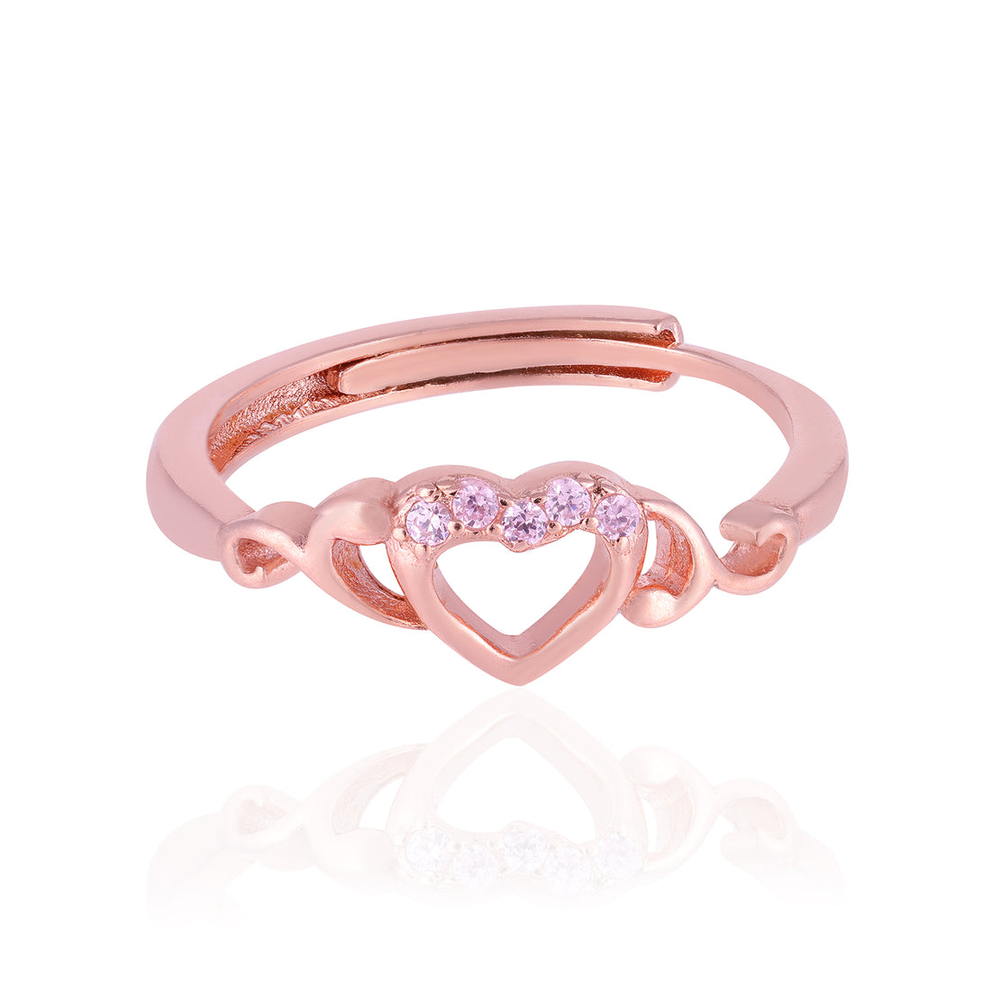 Majestic Purple Stoned Heart 925 Rose Gold Plated Rings