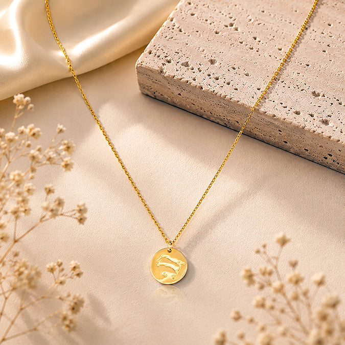 Majestic Stallion Gold Disc 925 Sterling Silver Chain Pendant for Women