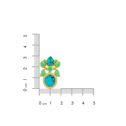 Majestic Turquoise Bloom 925 Sterling Silver Statement Earring