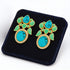 Majestic Turquoise Bloom 925 Sterling Silver Statement Earring