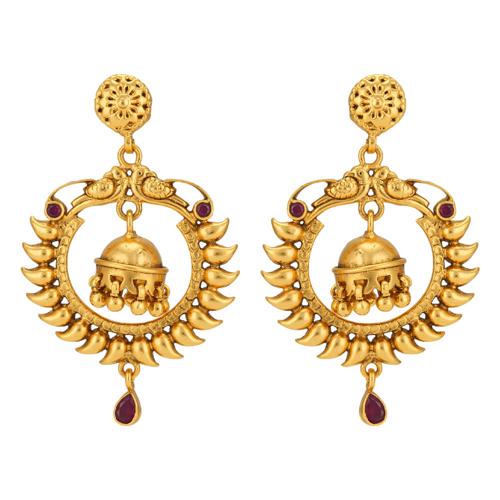 Manga Chandbali 925 Gold Plated  Jhumka Dangle Earrings