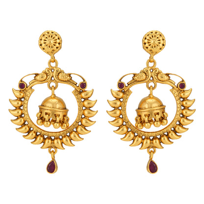 Manga Chandbali 925 Gold Plated  Jhumka Dangle Earrings