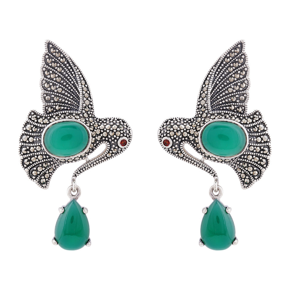 Marcasite Stone Bird Sterling Silver Earring