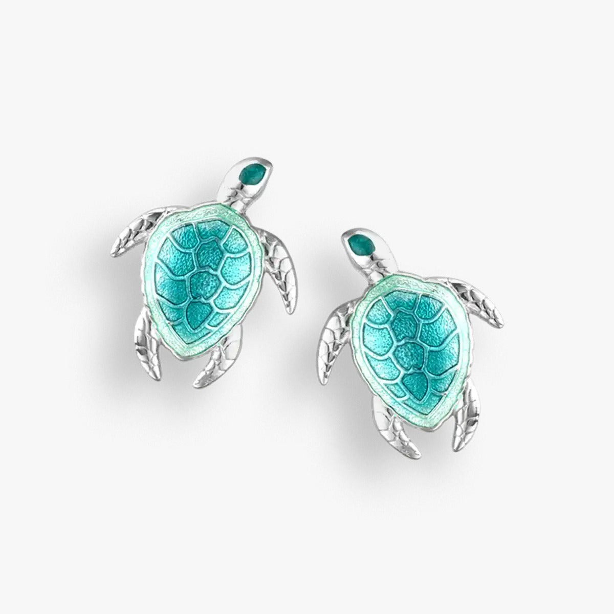 Marine Blue Turtle Rhodium 925 Earrings