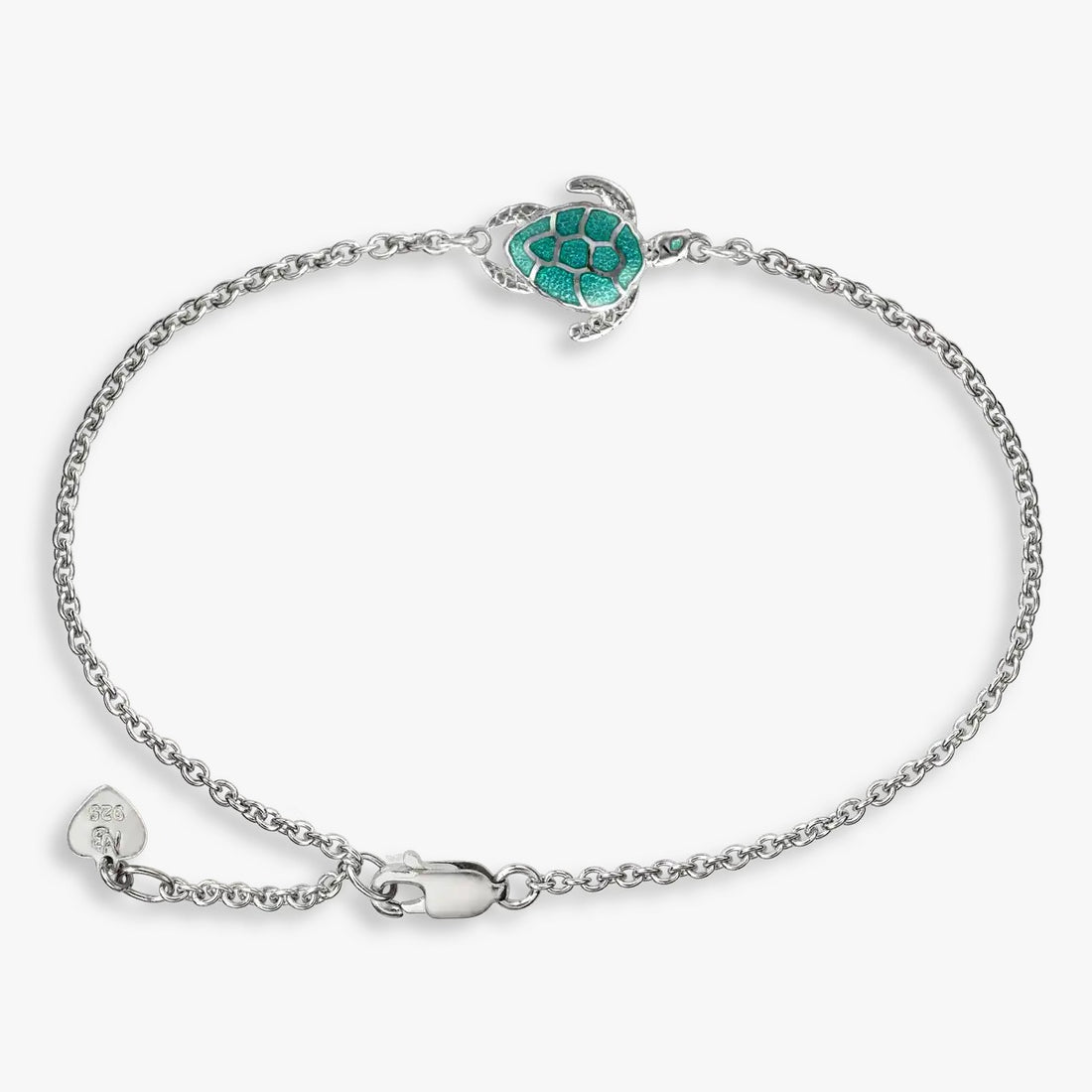 Marine Blue Turtle Rhodium Plated 925 Bracelets