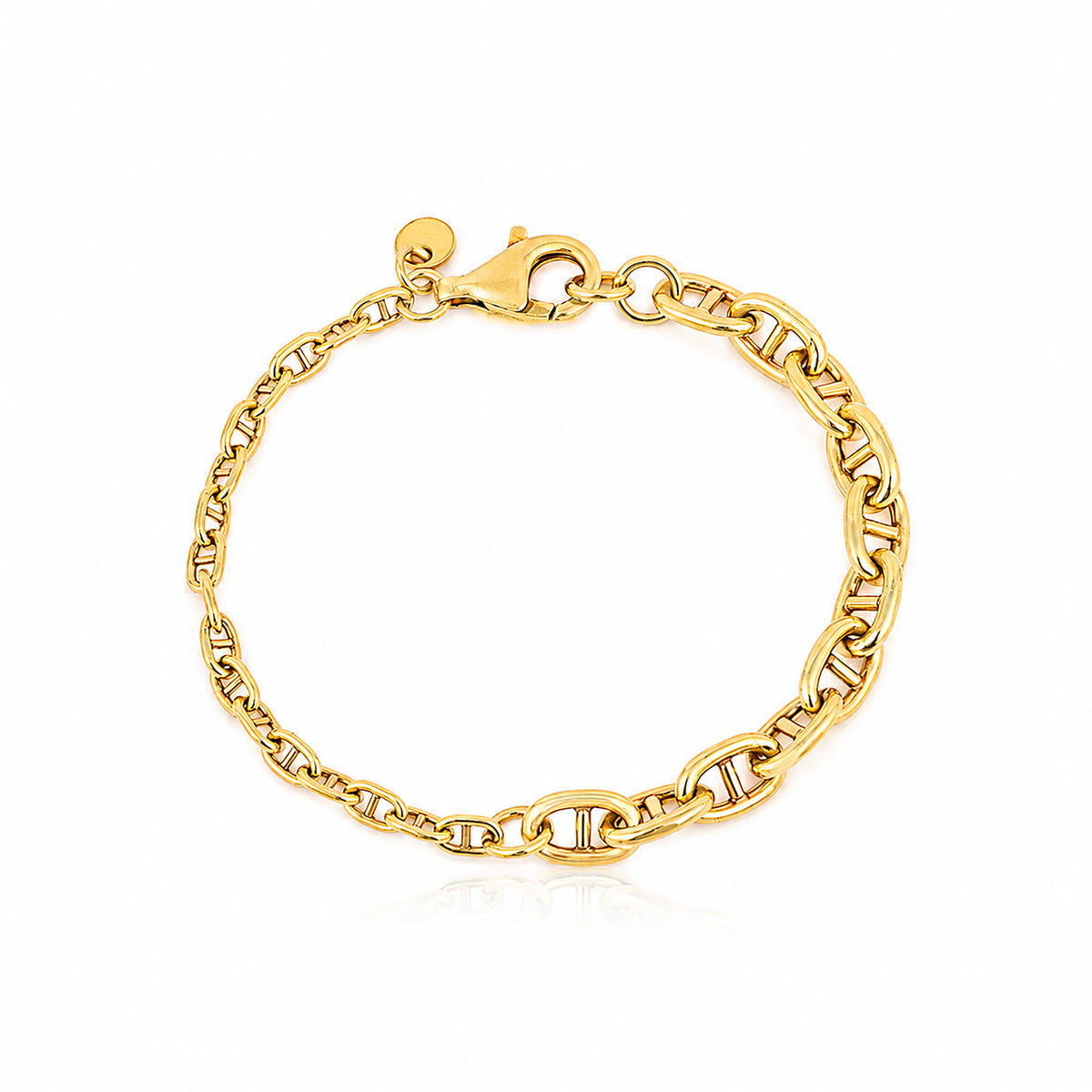 Mariner Link Silver Chain Gold Bracelet