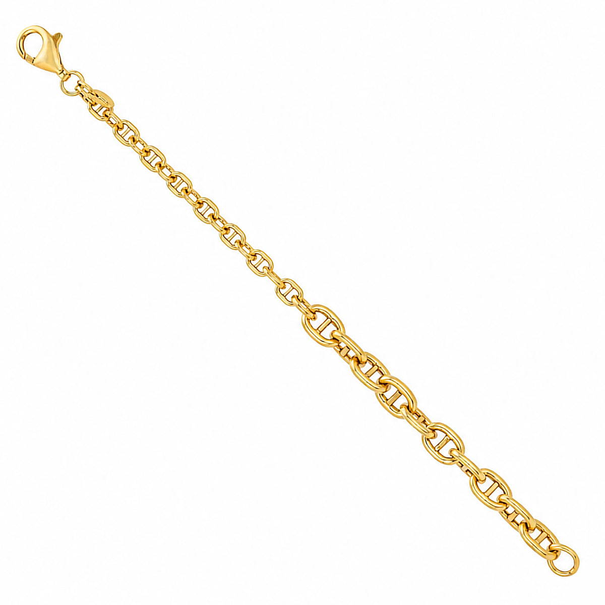 Mariner Link Silver Chain Gold Bracelet