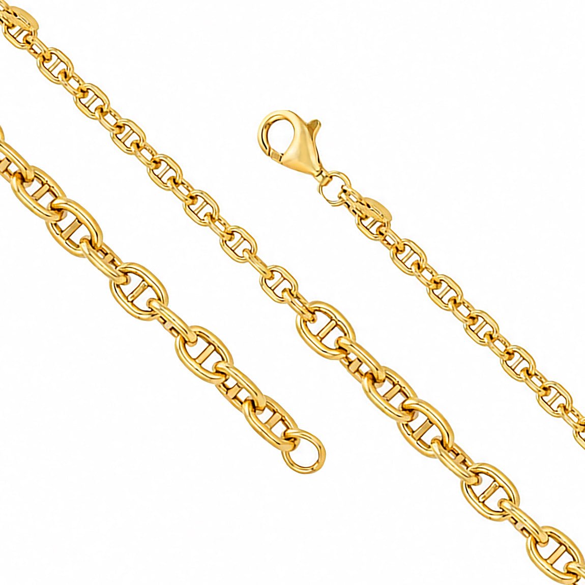 Mariner Link Silver Chain Gold Bracelet